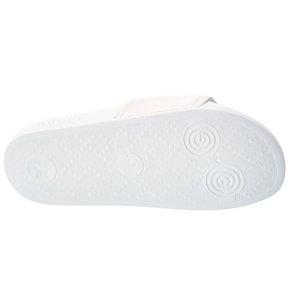 GUCCI INTERLOCKING G LEATHER SLIDES WHITE SIZE EU 38 - Picture 6 of 16